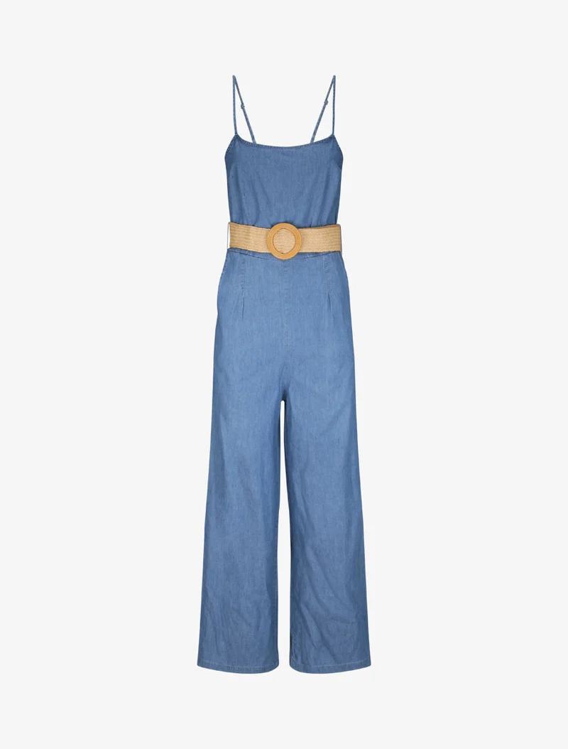 Combinaison oversize unie en denim - Bleu