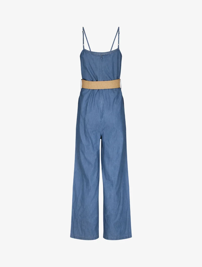 Combinaison oversize unie en denim - Bleu