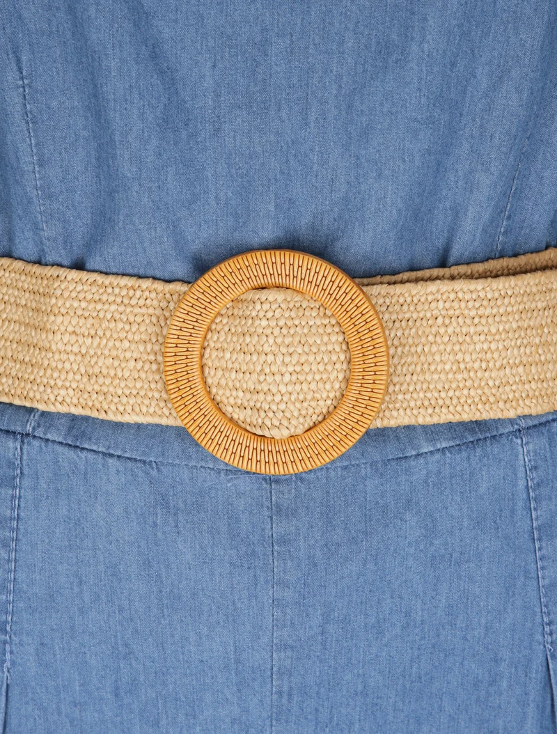 Combinaison oversize unie en denim - Bleu