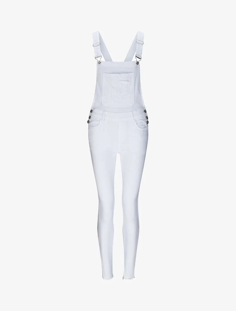 Salopette en jean skinny bords coupe franche - Blanc