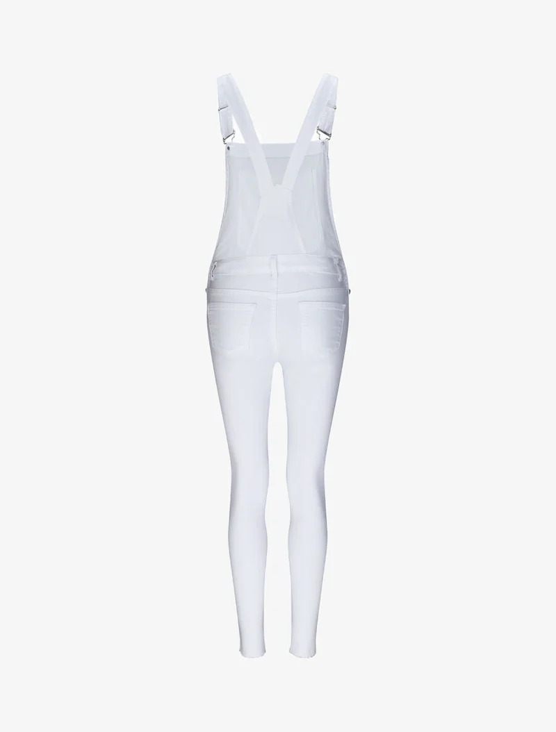 Salopette en jean skinny bords coupe franche - Blanc