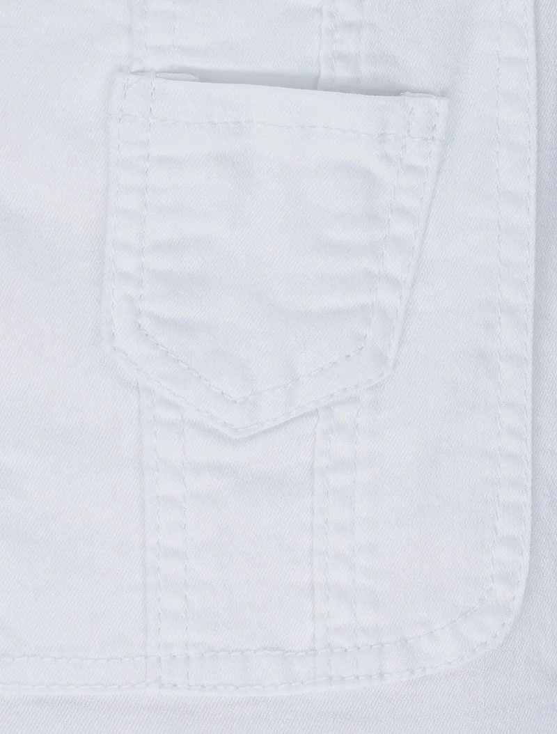 Salopette en jean skinny bords coupe franche - Blanc