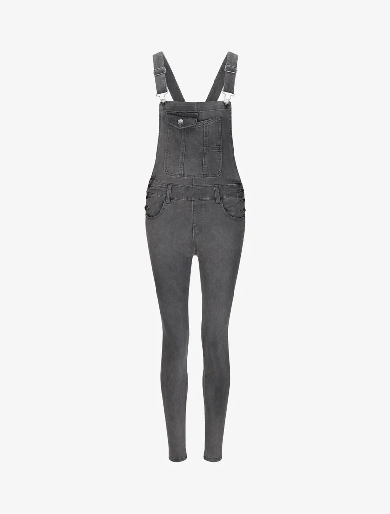 Salopette en jean skinny - Gris
