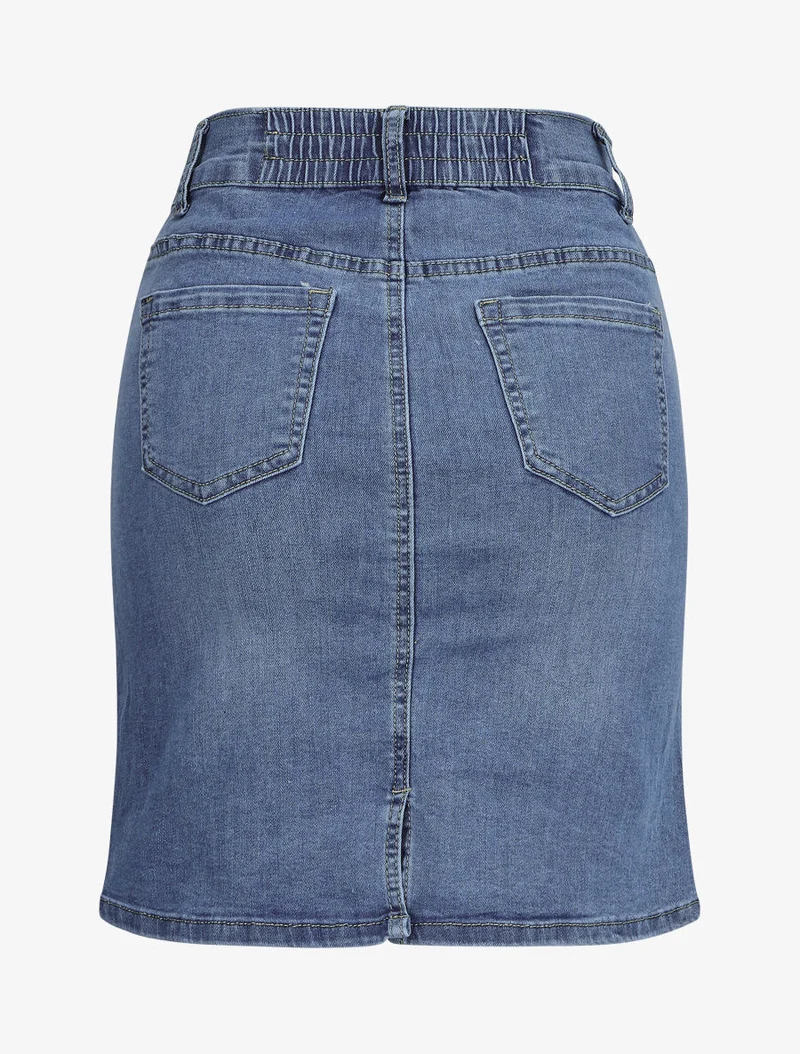 Jupe en jean à taille élastiquée - Bleu denim