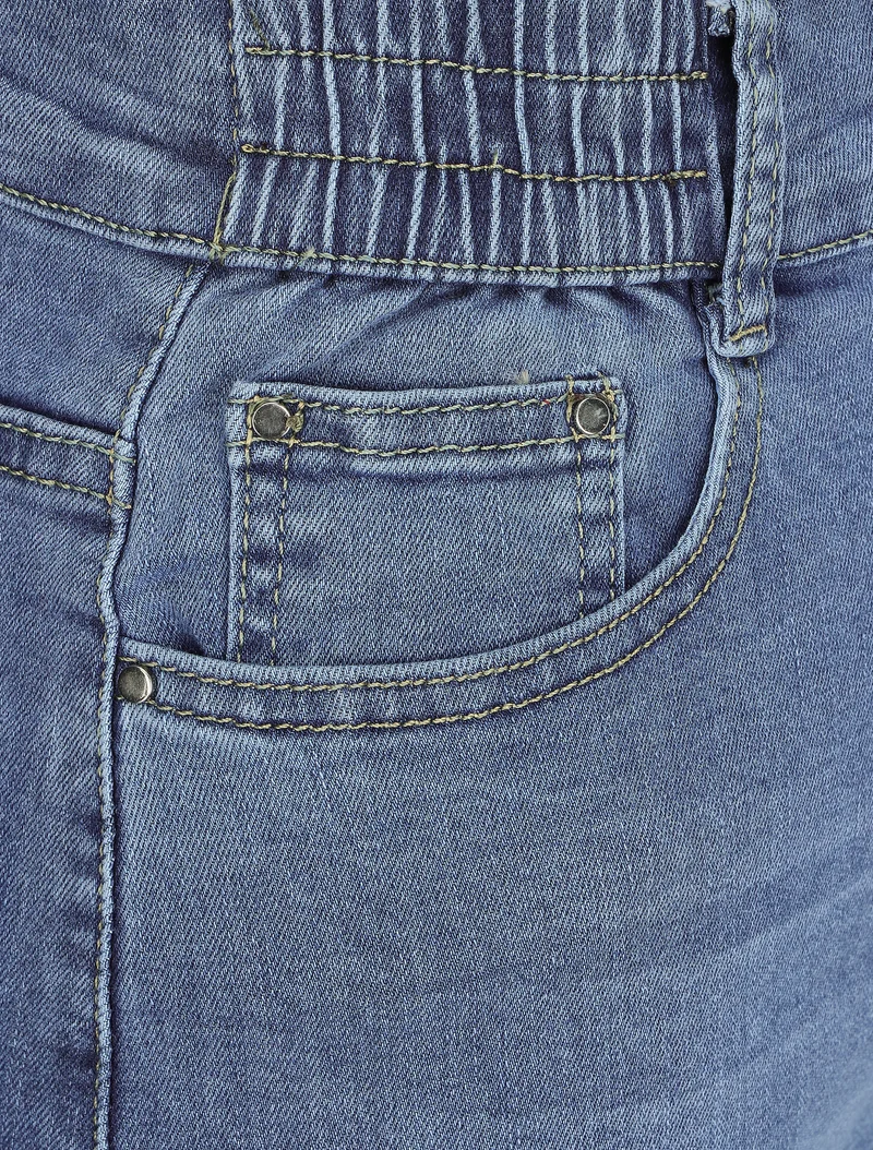 Jupe en jean à taille élastiquée - Bleu denim