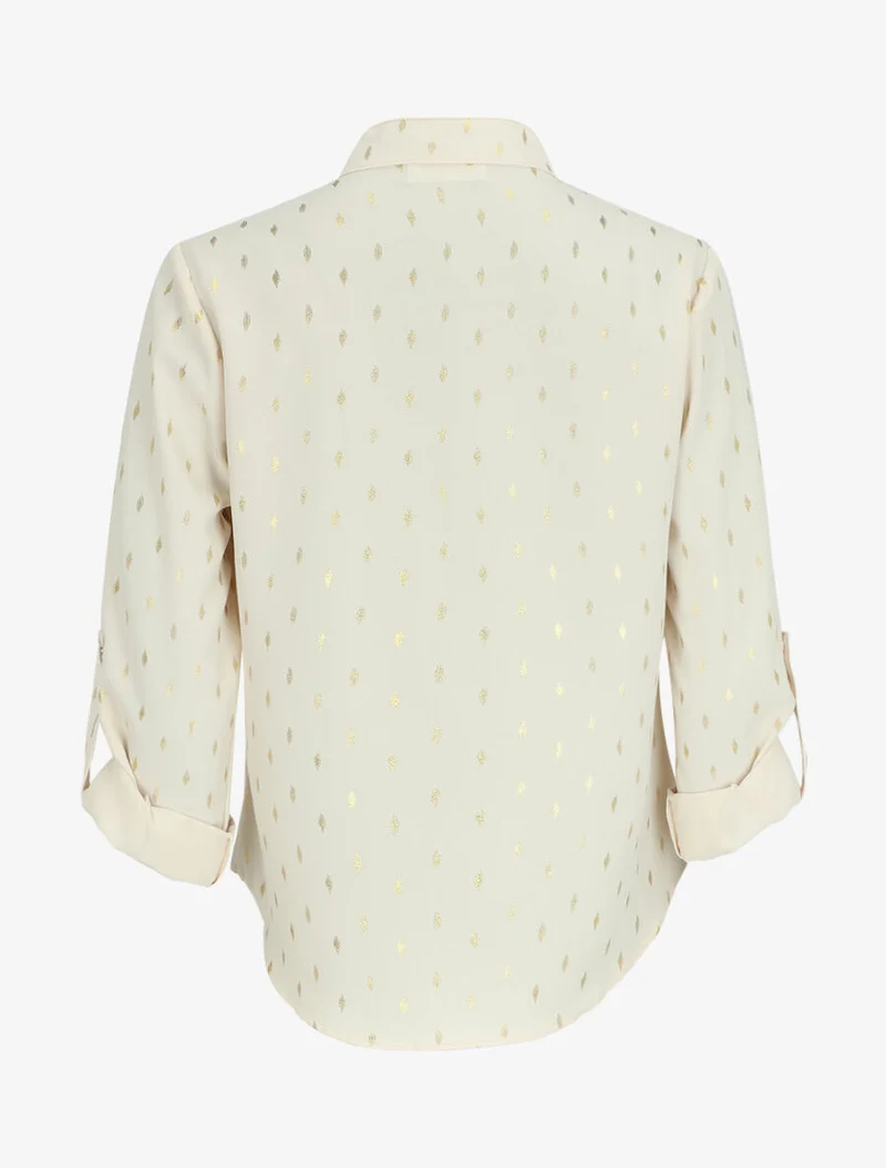 Chemisier droit à flocage dorée - Beige