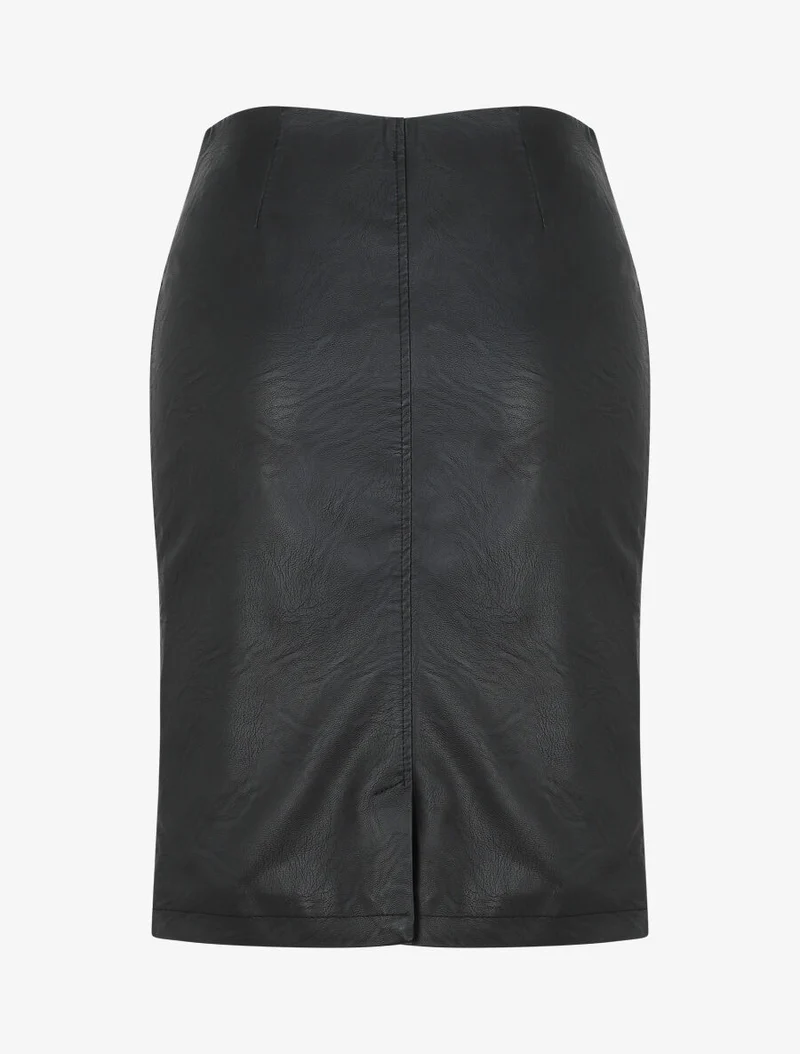 Jupe zippée en simili - Noir
