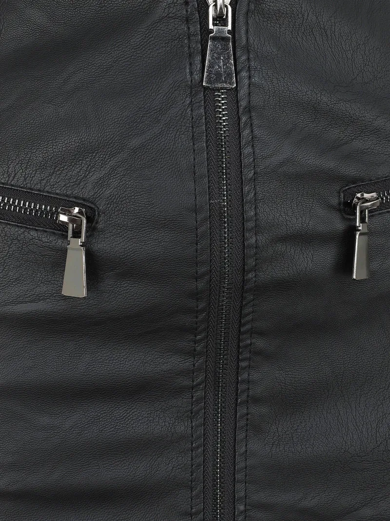 Jupe zippée en simili - Noir