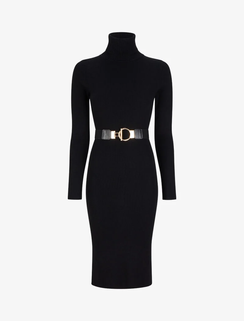 Robe pull longue à col roulé - Noir