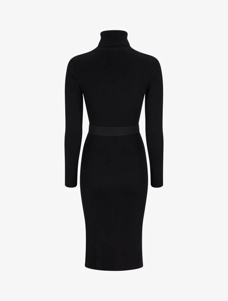 Robe pull longue à col roulé - Noir