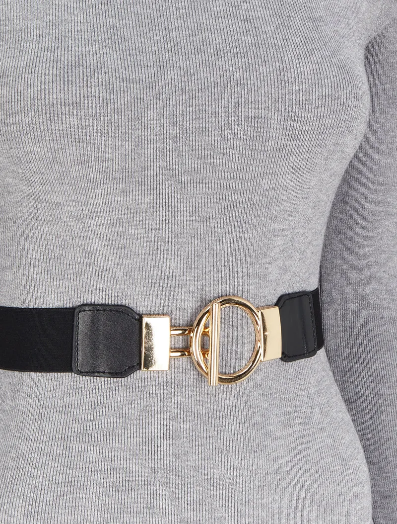 Robe pull unie à ceinture stylisée - Gris chiné