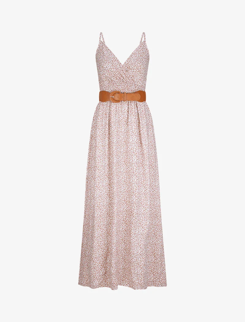 Robe longue à imprimé pivoines - Blanc