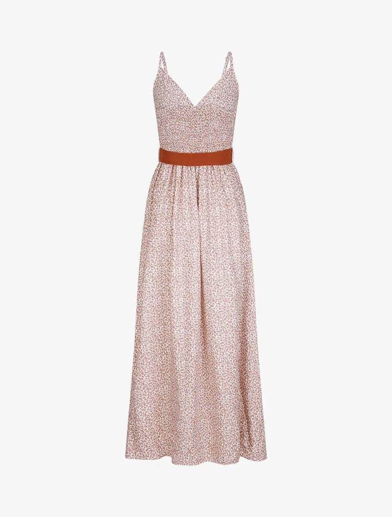 Robe longue à imprimé pivoines - Blanc