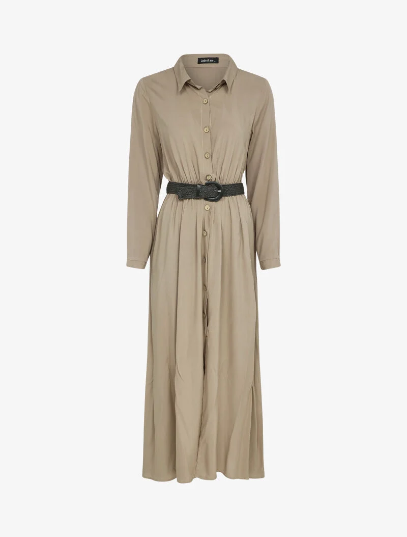 Robe longue à plis accordéons - Beige