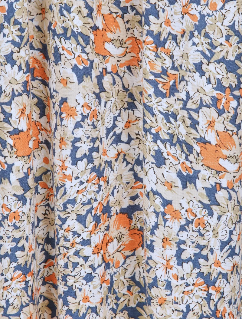 Robe longue à imprimé paquerettes - Beige/marine