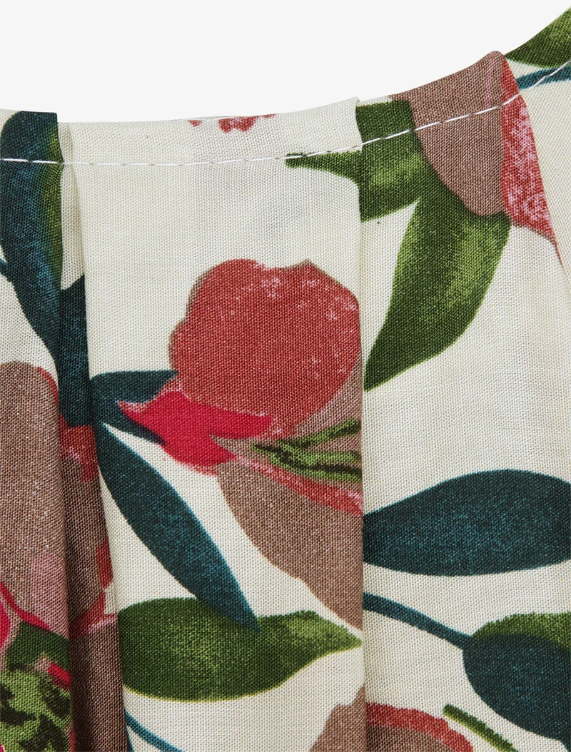 Robe longue imprimée marguerites géantes - Beige/rose foncé
