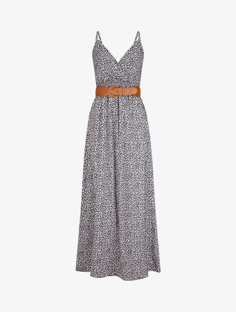 Robe longue à imprimé pivoines - Noir