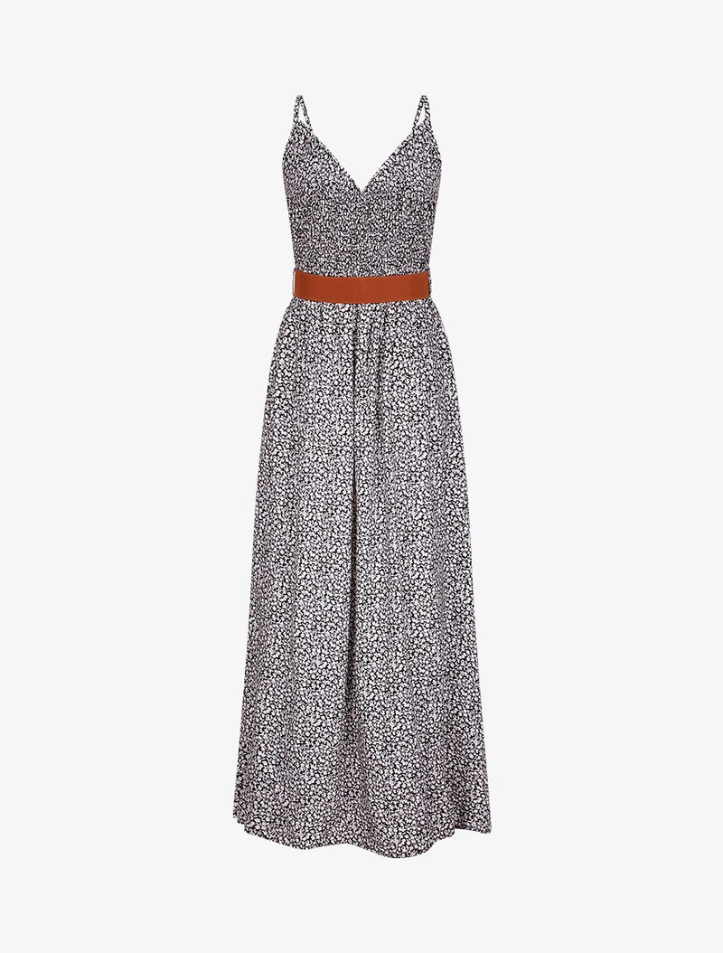Robe longue à imprimé pivoines - Noir