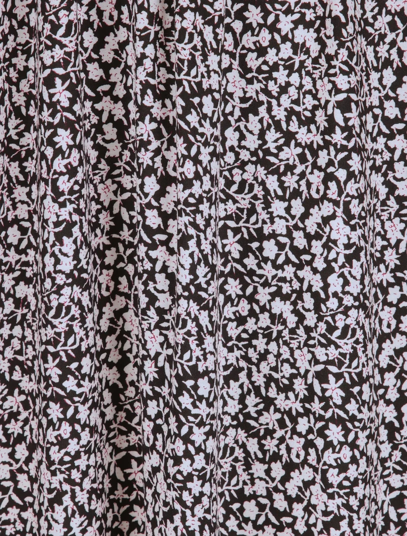 Robe longue à imprimé pivoines - Noir