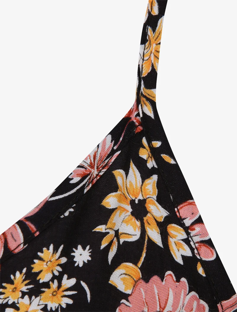 Robe longue à imprimé fleuri - Noir