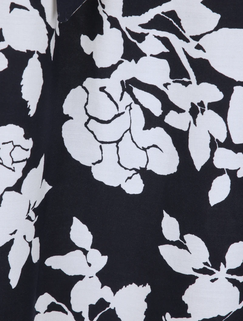 Robes longues à motifs fleurs graphiques - Marine/blanc