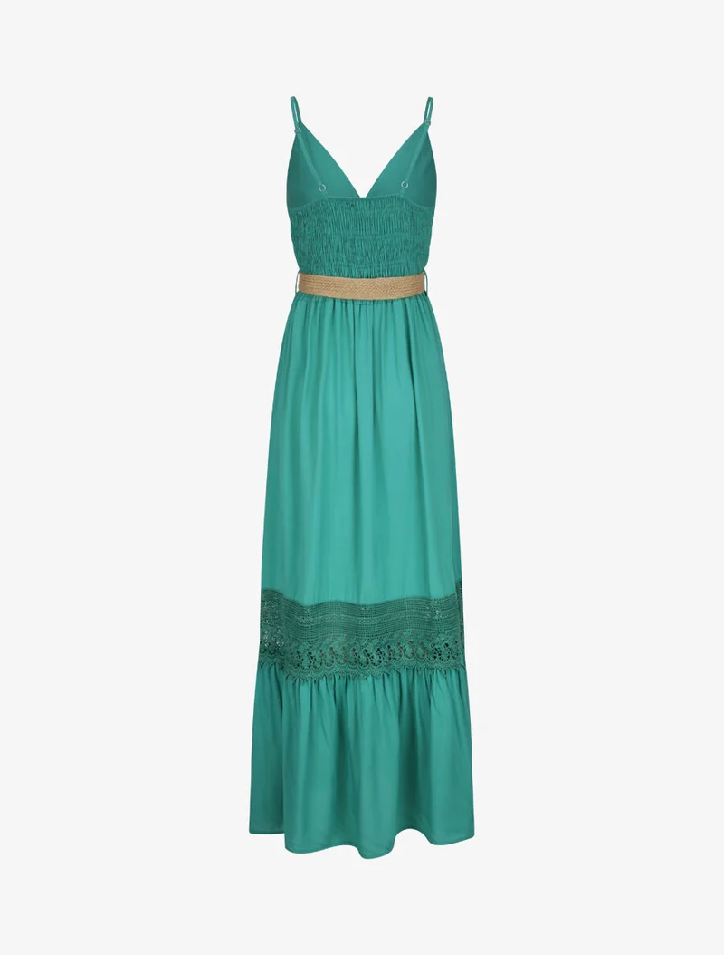 Robe longue cintrée coupe empire - Vert