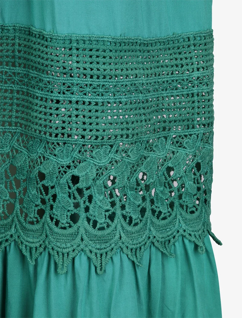 Robe longue cintrée coupe empire - Vert