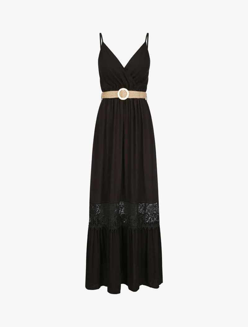 Robe longue cintrée coupe empire - Noir