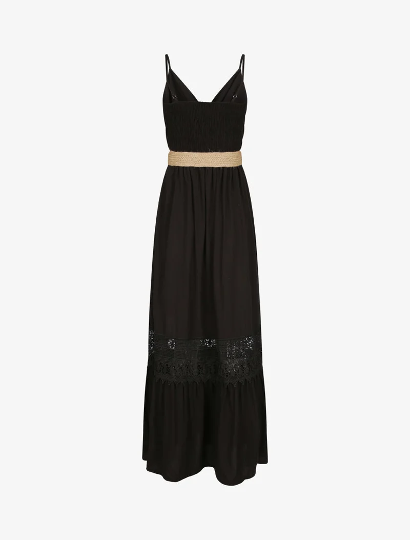 Robe longue cintrée coupe empire - Noir