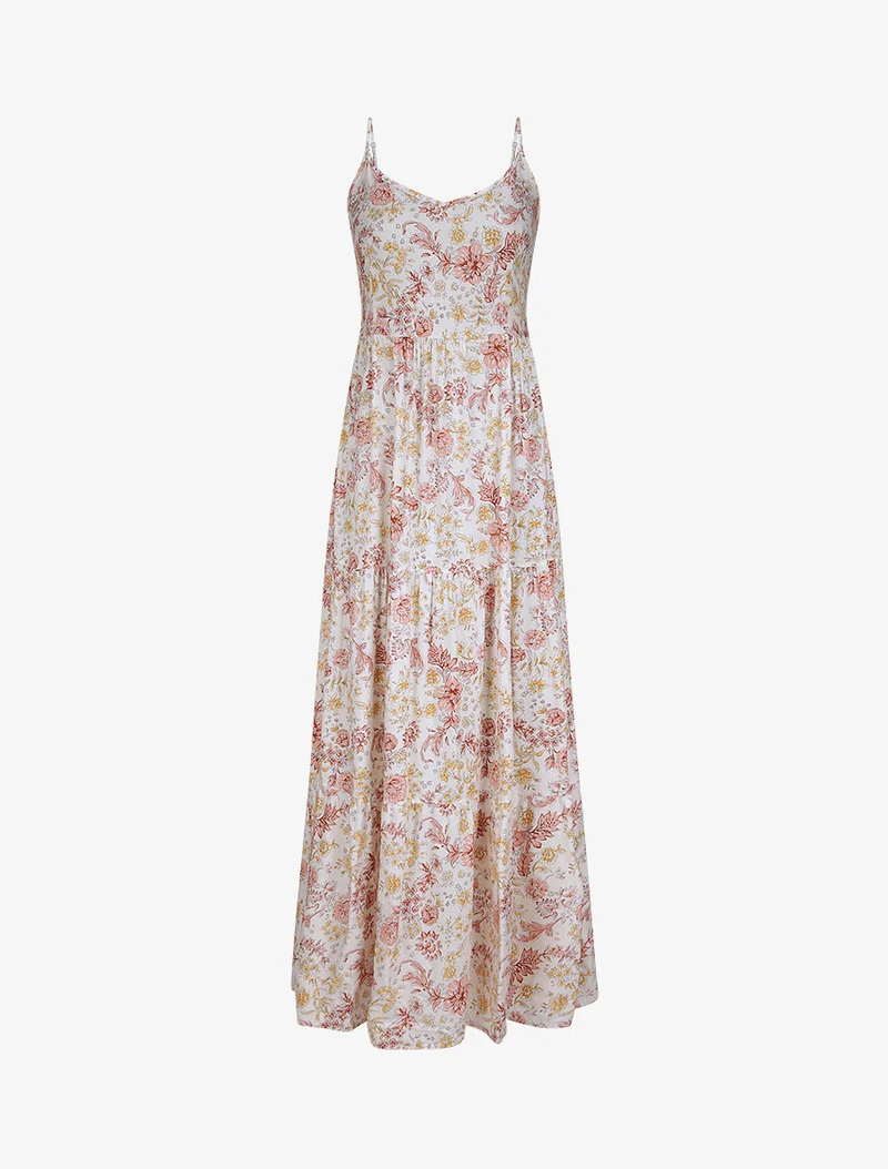Robe longue à imprimé fleuri - Blanc