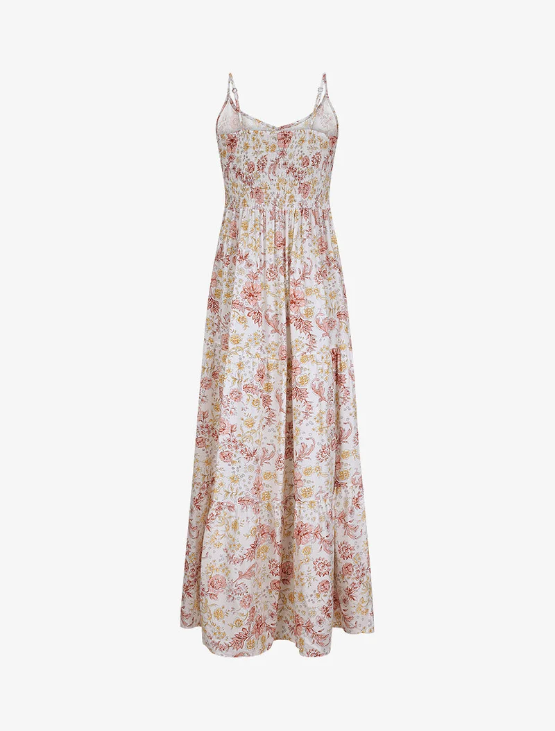 Robe longue à imprimé fleuri - Blanc