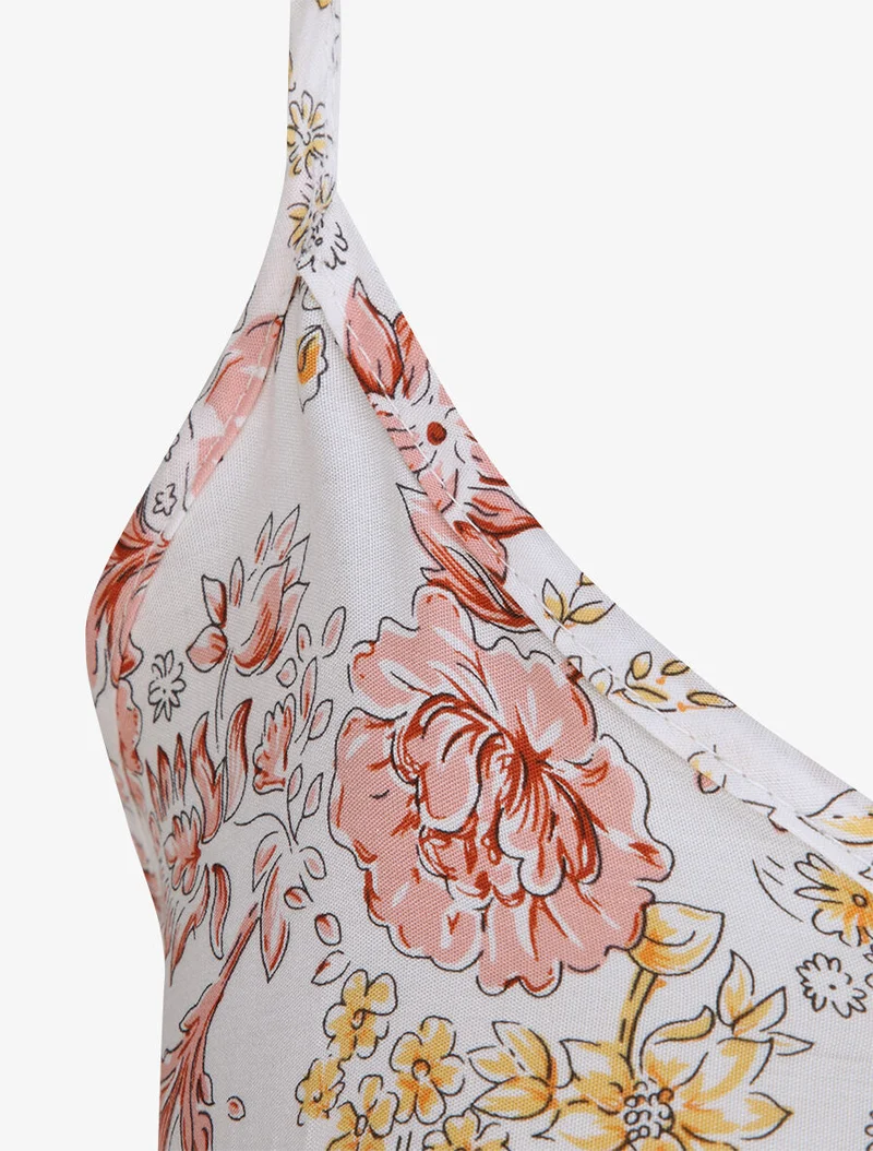 Robe longue à imprimé fleuri - Blanc