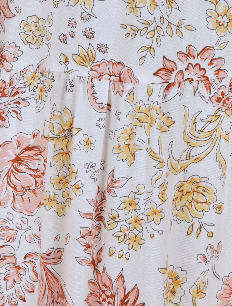 Robe longue à imprimé fleuri - Blanc