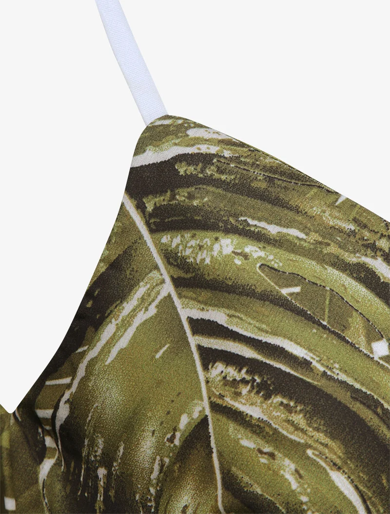 Top imprimé feuilles de palmiers et bananiers - Blanc