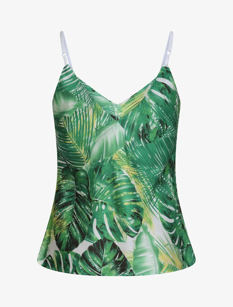 Top imprimé feuilles de palmiers et bananiers - Vert