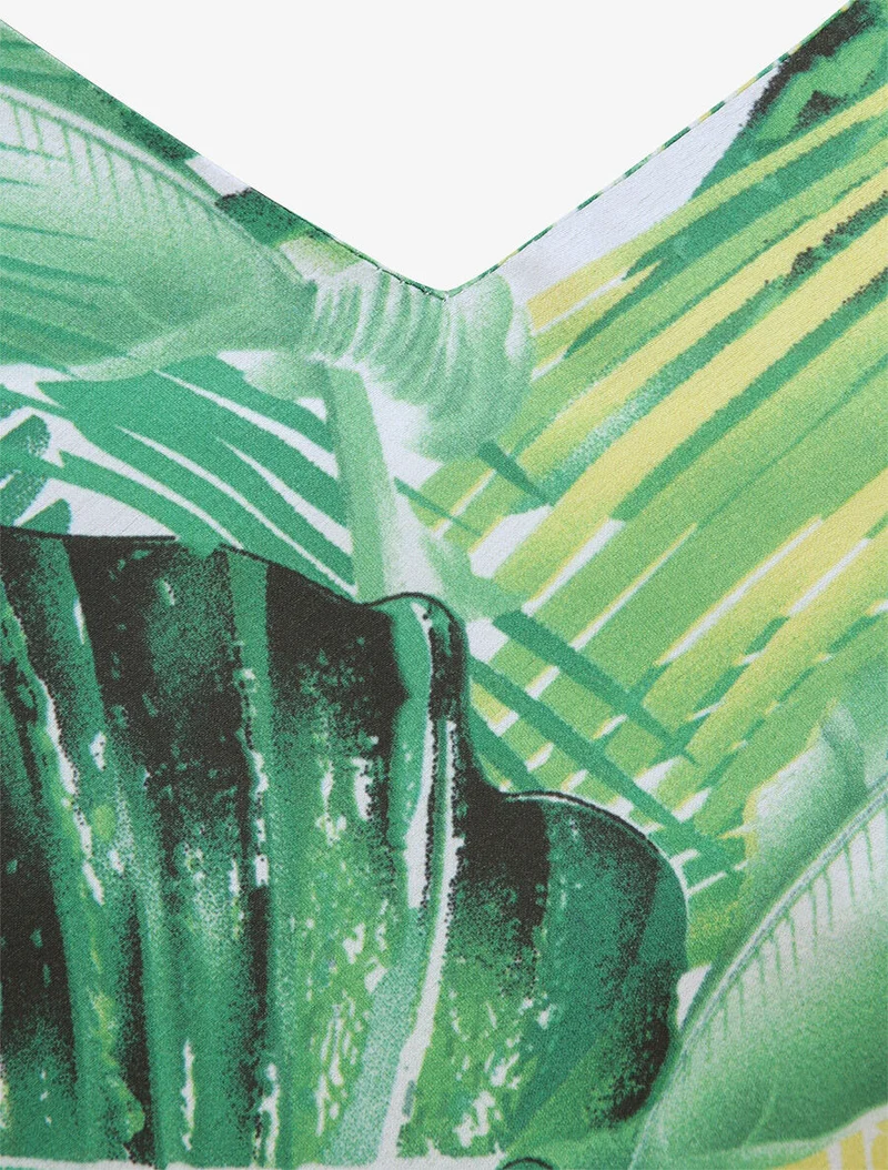 Top imprimé feuilles de palmiers et bananiers - Vert