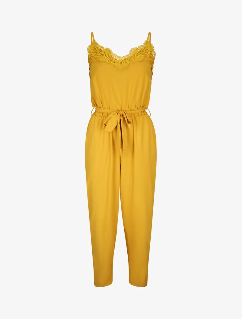 Combinaison fluide uni - Jaune moutarde