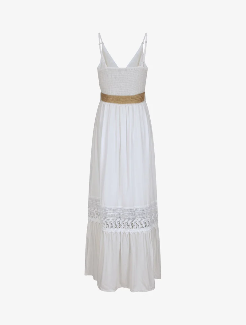 Robe longue cintrée coupe empire - Blanc