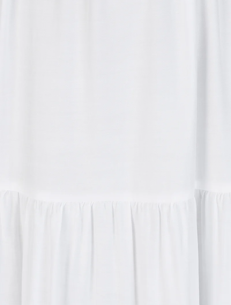 Robe longue empire unie à bretelles à perles - Blanc