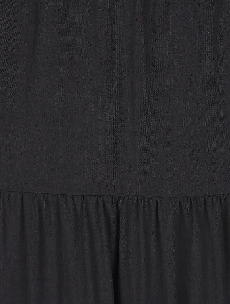 Robe longue empire unie à bretelles à perles - Noir