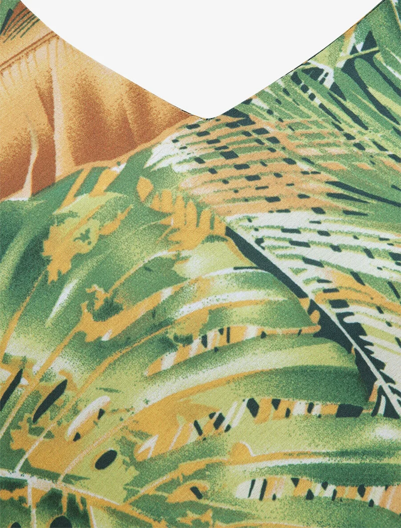 Top imprimé feuilles de palmiers et bananiers - Jaune