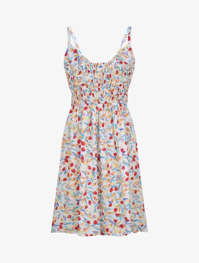 Robe patineuse imprimé roses - Blanc