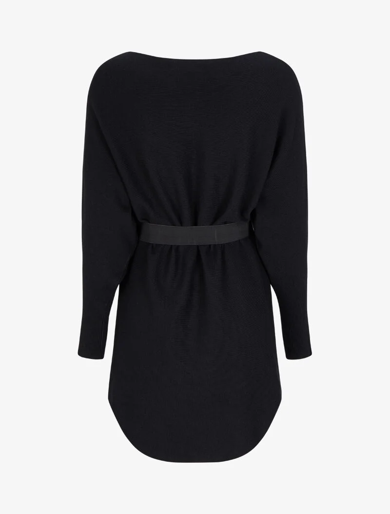 Tunique en maille à manches dolman et col bateau - Noir