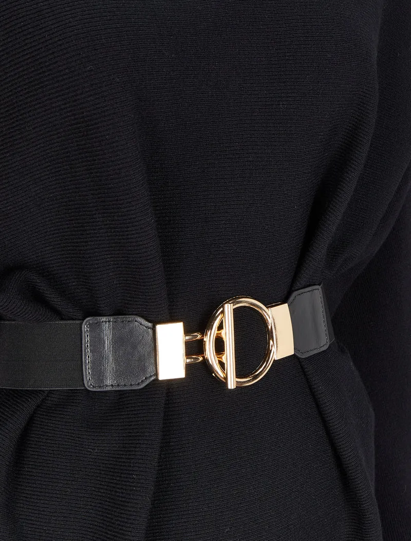 Tunique en maille à manches dolman et col bateau - Noir