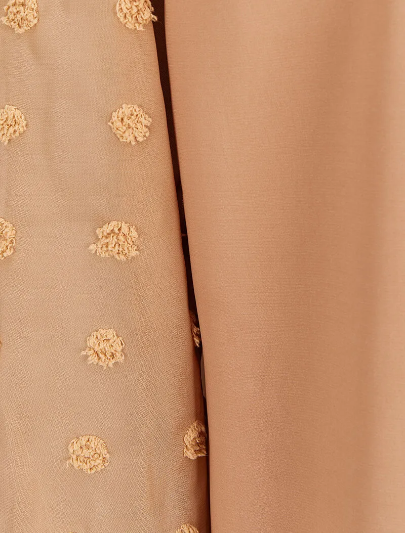 Blouse à manches transparentes style plumetis - Camel