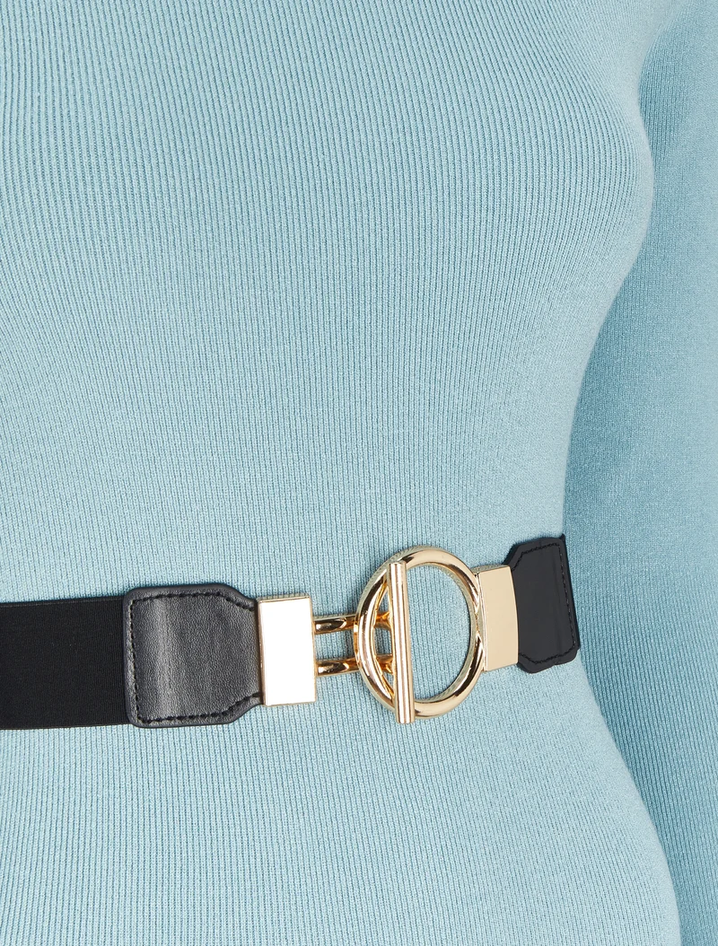 Robe pull longue à col roulé - Bleu ciel