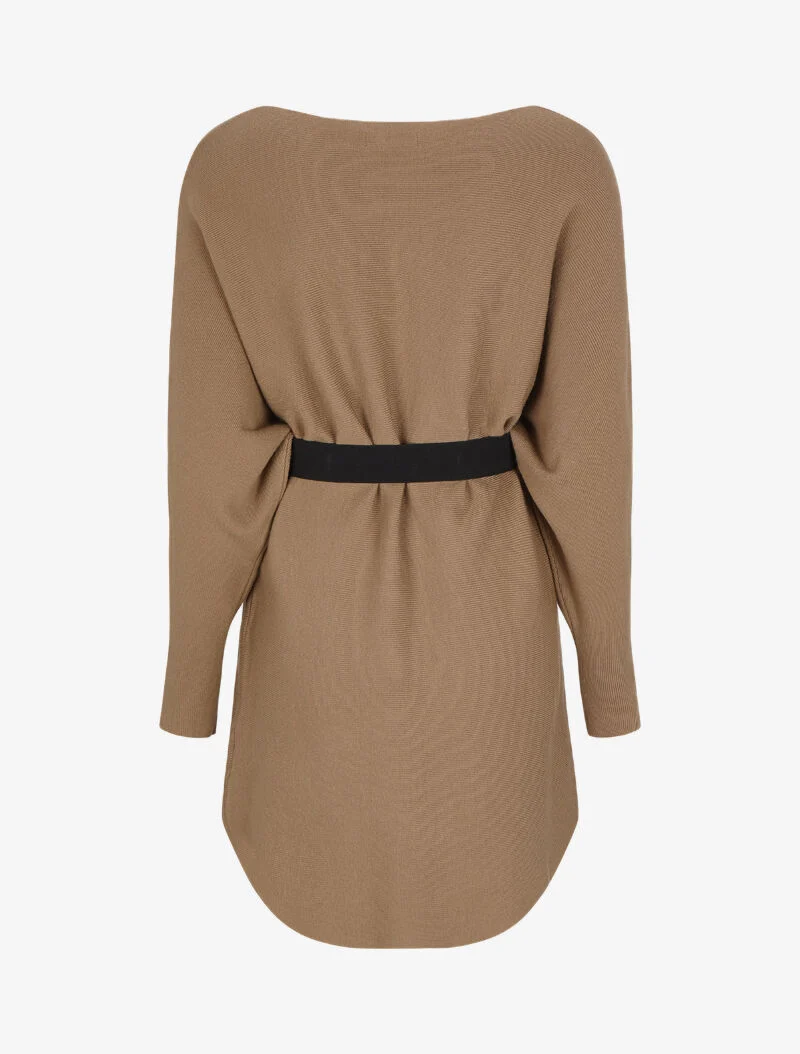 Tunique en maille à manches dolman et col bateau - Beige