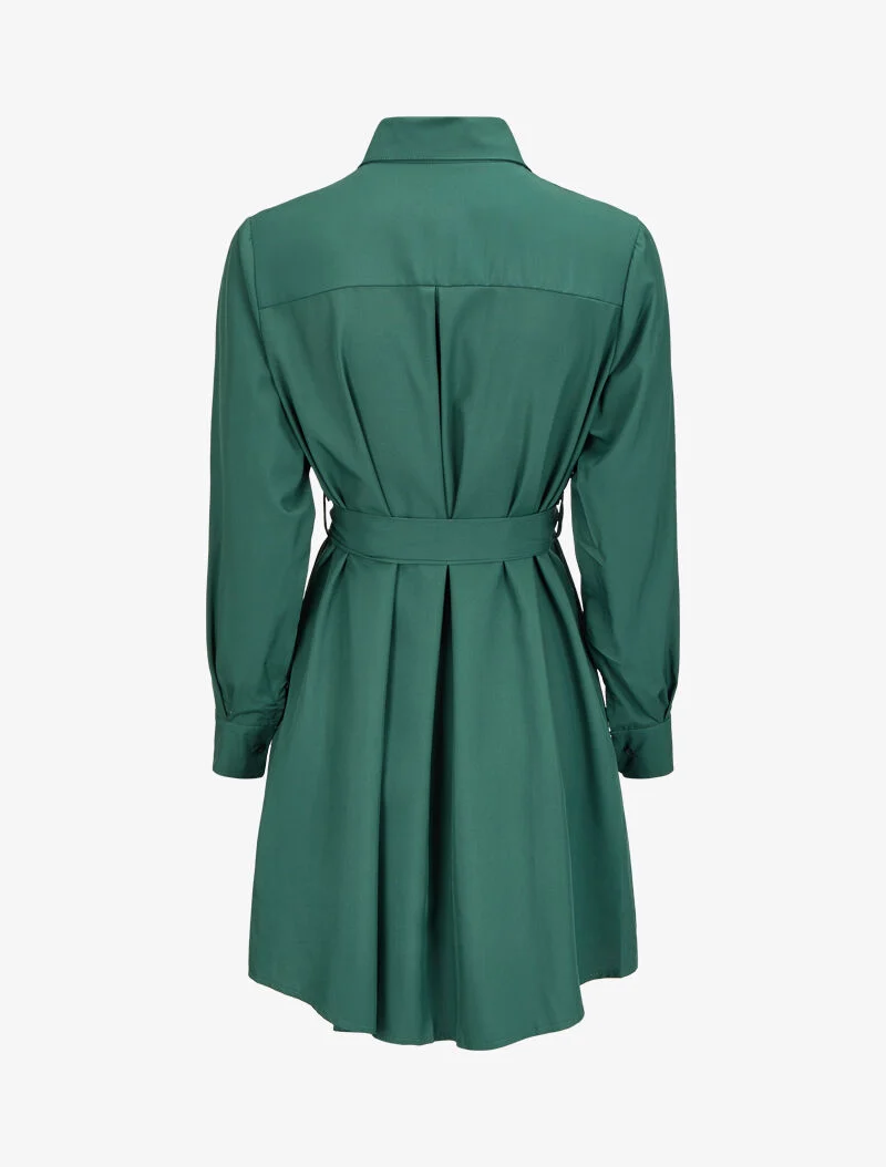 Robe chemise ample à ceinture - Vert émeraude