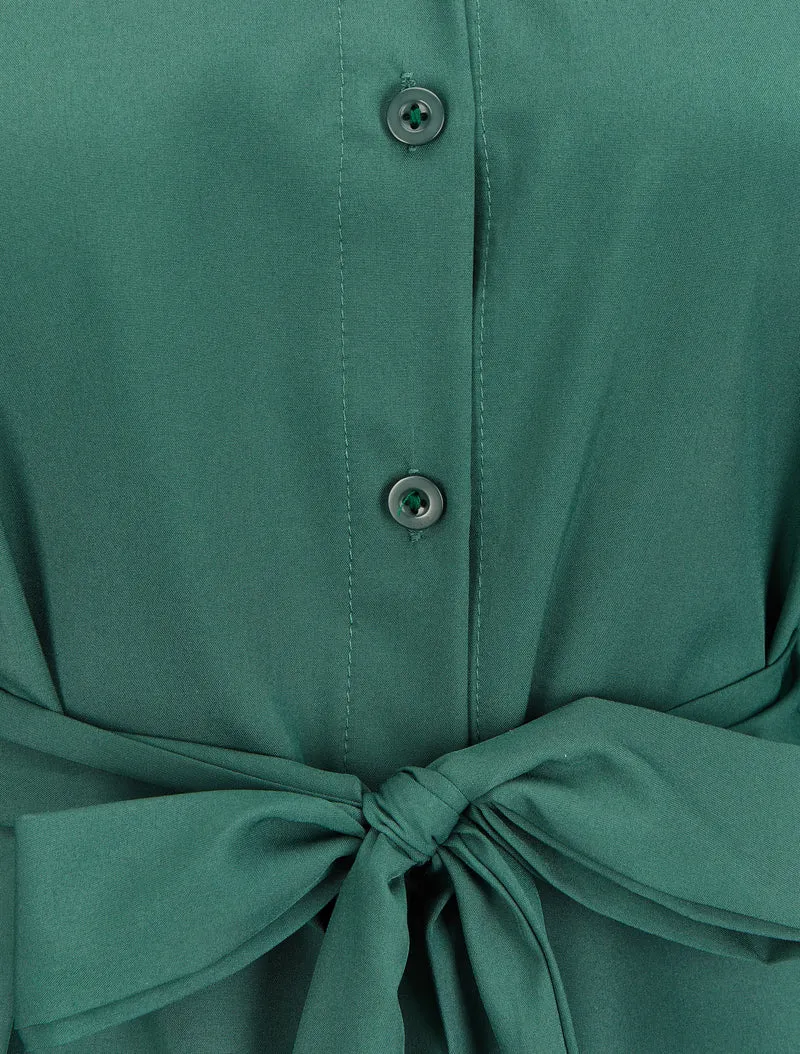 Robe chemise ample à ceinture - Vert émeraude