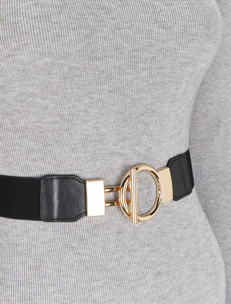 Robe pull longue à col roulé - Gris chiné